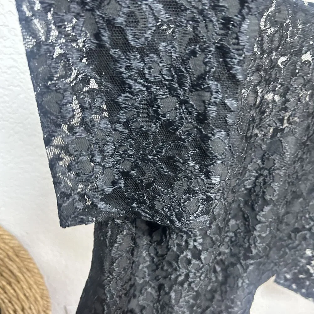 Alexandra Nicole Pull-Over Black Lace Blouse Size Medium